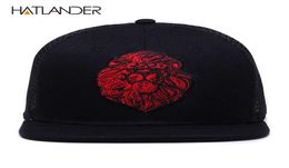 Hatlanderoriginal Black Baseball Caps for Boys Girls Summer Sun Sun Chaps Embroidery Lion Mesh Snapbacks Hip Hop Bone Trucker Hat 2019618365