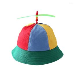 Sombreros 2023 niños algodón helicóptero hélice cubo Color bloque Patchwork libélula con cuentas verano protección solar pescador