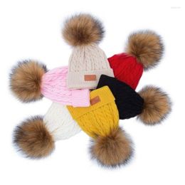 Chapeaux 2023 Toddler Kids Girl Boy Baby Infant Winter Warm Crochet Knit Hat Beanie Pom Caps