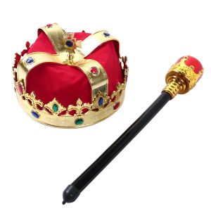 Chapeaux 2 pièces roi couronne chapeau sceptre Cosplay accessoires enfants mascarade Costume accessoires roi Prince couronne décoration fête fournitures