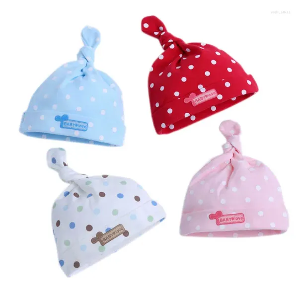 Boiiwant Born Baby Boys Girls Bonnet en coton doux à pois imprimé dessin animé