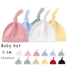 Hoeden geboren 0-3m babymuts schattige dop witte vaste kleur zacht katoenen baby bb cadeaus idee