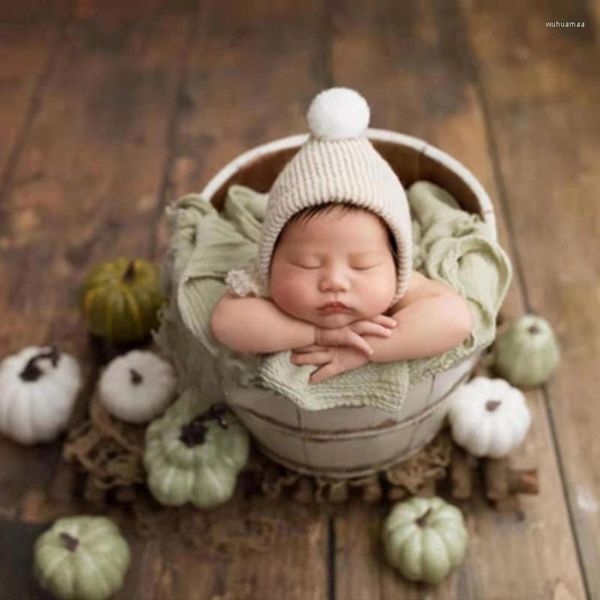 Chapeaux nés, accessoires de photographie, chapeau tricoté pour bébé, boule de cheveux, bonnets pour nourrissons, casquette, accessoires de tir Po