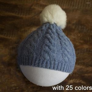 Chapeaux Cable Baby Pompom Hat Born Pography Props Knitting Pattern Beanie Bonnet Studio Po Boy Girl