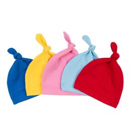 Chapeaux Casquettes Produits pour bébés Automne Hiver Born Hat Noué pour enfants Couleur unie Taille unique