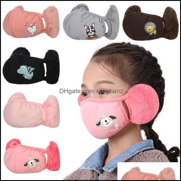 Chapeaux Casquettes Chapeaux, Foulards Gants Mode Aessories Bérets Hiver En Peluche Enfants Dessin Animé Oreille Protecteurs Coton Animal Étudiant Chaud Cache-Oreilles M