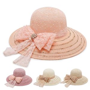 Sombreros Gorras Sombrero de paja 2021 Seaside Beach Mujeres Verano Elegante y de moda Protección Sun Factory Wholesale