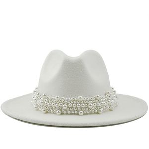 Sombreros Casual Mujer Cuero Perla Cinta Fieltro Sombrero Blanco Rosa Amarillo Panamá Trilby Fiesta Formal