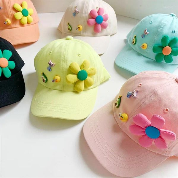 Sombreros lindos flores coloridas gorras para niños niñas béisbol viseras para el sol para niños niños floral ajustable 51-53 cm