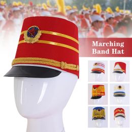 Chapeaux tambour major chapeau fanfare chapeau hommes luxe soldat chapeau enfants élégant tambour bande chapeau scène Performance Cosplay casquette