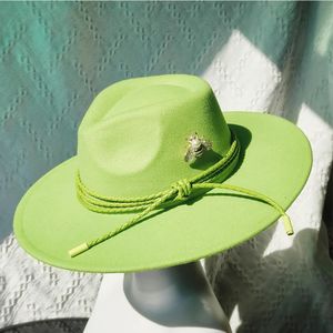 Chaps Fedora Wide Brim HATS Suede 9,5 cm de large Edge Fedoras Femens Hat Mens Church Jazz Hat de denim Panama Hat 240401