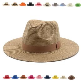 Chapeaux pour femmes seau soleil ruban bande hommes chapeau paille été Panama formel fête en plein air pique-nique Sombreros De Mujer 240311