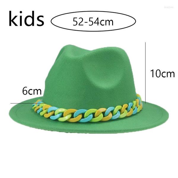 Chapeaux pour femmes enfants garçons filles Panama chaîne solide 54cm Fedora chapeau personnaliser jaune noir enfant hiver Sombreros De Mujer