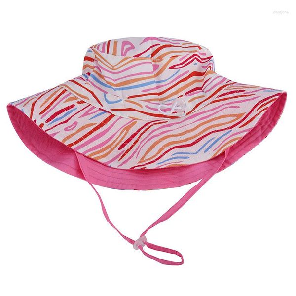 Sombreros Sombrero Niña Verano Protección solar Accesorio de playa Flores Ala ancha Cadena Gorra para niños pequeños Vacaciones al aire libre