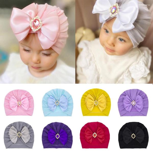 Sombreros Sombrero infantil Gorro para bebé Turbante Nacido Envoltura para la cabeza Gorro con nudo de lazo Cristal suave Agradable para la piel Chicas coloridas