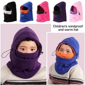 Chapeaux d'hiver pour enfants, cagoule chaude avec col en polaire, masque de Ski, casquette, accessoires pour enfants