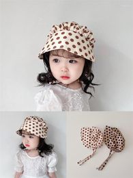 Hoeden Korea -stijl Baby Cap Soft Bonnet Hat For Girls Big Bim Summer Kids Sun Fashion Dot Princess Accessories Teutlers