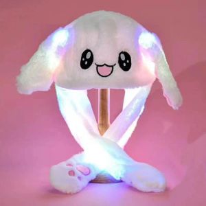 Chapeaux Lumière LED Oreille de Lapin Chapeau Mobile Chapeau en Peluche Animal Mignon avec Cosplay Lumineux Lumineux Sautant vers Le Haut Casquette d'oreilles Mobiles pour Enfants Chapeau drôle