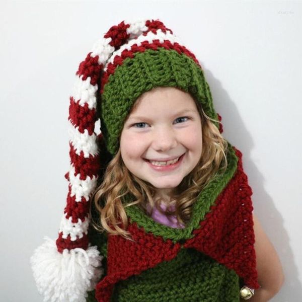 Sombreros de cola larga Sombrero de Navidad Gorra para niños Mujeres Invierno Cálido Punto Crochet Rayas Niños Adultos Vestir y gorras