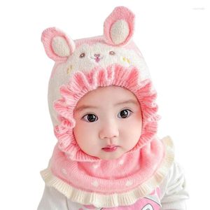 Hüte MAERSHEI Baby Mädchen Beanie Schützen Hals Solide Winddicht Winter Kind Säugling Strickmütze Gestrickte Warme Fleece Kinder Earflap Caps