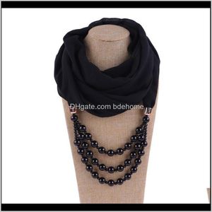 Chapeaux, écharpes Gants Drop Delivery 2021 Mode Femmes Solide Bijoux Pendentif Mousseline De Soie Perle Châles Et Wraps Doux Femme Aessories Cachemire S