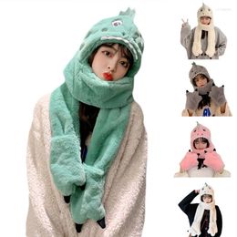 Chapeaux Foulards Gants Ensembles Chapeau Animal De Noël Dinosaure En Peluche Sensation Écharpe À Capuchon Bandeau Pour Filles Garçons Doux Enfants Hiver Chaud N2UE