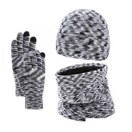 Chapeaux Foulards Gants Ensembles Casual Hiver Chaud Veet Chapeau Écharpe Ensemble Pour Hommes Femmes En Plein Air Équitation Bonnets Cou Protection Cap 3 Pcs / Ensemble Dhkt5