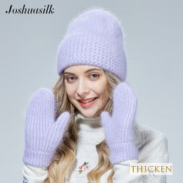 Hoeden sjaalshandschoenen stelt Joshuasilk -stijl angora wol warme hoed en handschoenen 8 kleuropties breien dames kinderen keuze 221202