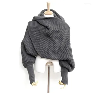 Hoeden Sjaals Handschoenensets SupSindy Europese stijl Winter Dames Lange sjaal met mouwen Wol gebreid voor dikke warme casual sjaal Hoge kwaliteit