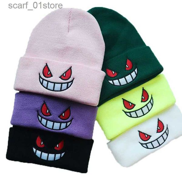 Chapeaux Foulards Ensembles 2023 Automne Femmes Chapeau d'hiver Chaud Bonnets Tricotés Anime Yeux Oral Broderie CS Hommes Hip Hop Chapeau UnisexC24319