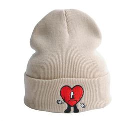 Hoeden sjaals sets badbunny slecht konijn geborduurd hoed Europese herfst en winter warme wollen beanie hoeden voor mannen en vrouwen G6915425