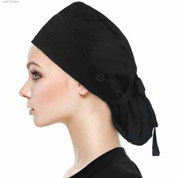 Chapeaux Foulards Ensembles Chapeau moelleux bandeau femmes unisexe solide réglable élastique bandage cravate infirmière maquillage mat C avec boutonC24319