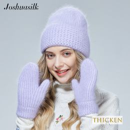 Hoeden sjaals sets joshuasilk stijl angora wol warme hoed en handschoenen 8 kleuropties breien dames kinderen keuze 221110