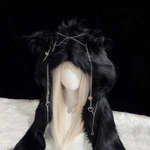 Chapeaux Foulards Ensembles Punk En Peluche Renard Chat Oreilles Chapeau Écharpe Moelleux Fausse Fourrure Animaux Chapeaux Halloween Costume De Noël Fête Anime Accessoires 231118