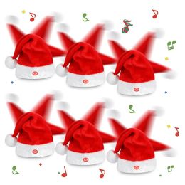 Hoeden Zingen en dansen Kersthoed Elektrische schommel Bewegende kerstmuts Pluche kerstmuts voor Kerstmis Nieuwjaar Feestartikelen