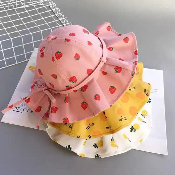 Sombricientos Summer Baby Bucket Gat Flower Fruit Bowknot Niños para niñas Sol