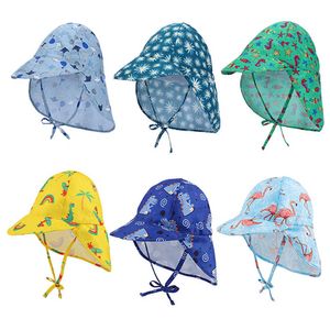 Hoeden Sun Caps Quick Drying Children's Bucket Cap geschikt voor kinderen van 3 maanden tot 5 jaar oud Wide Brown Beach UV -bescherming Buiten G22052222