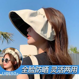 Chapeaux pare-soleil femme pare-soleil pare-soleil chapeau de soleil colle noire résistant aux UV creux top shell chapeau nouveau modèle 2023