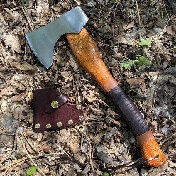 Chapeaux Survival Axe Forge Camping Axe Hatchet Hatchette portable Poignée en bois abatta