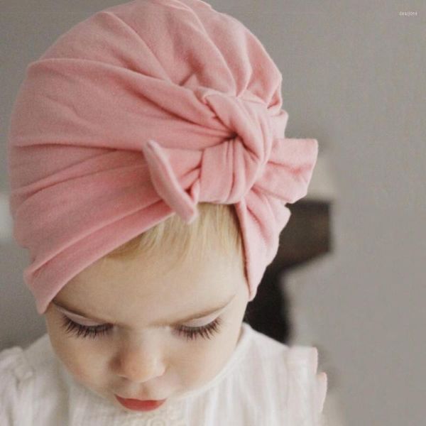 Chapeaux pour petites filles, couvre-chef Turban pour enfants, chapeau d'automne et d'hiver, casquette de couverture avec nœud, en coton solide, produits indiens pour bébés, accessoires