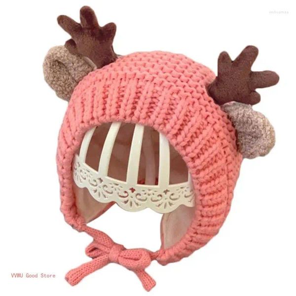 Chapeaux Toddler Kids Winter Ski Oreau Oreat Cold Snow Snow Christmas Rendeer Antlers Tricoted Earmuff