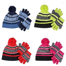 Hoeden groothandel herfst winter kinderen handschoenen kit warm gebreide hoed cap knit handschoen voor baby jongens meisjes kinderen set