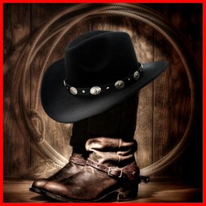 Chapeaux femmes hommes western cowboy chapeau roll up brim Cowgirl Jazz Cap