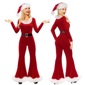 Hats Women Red Christmas trajes de navidad linda mona larga monstruos acampanados y juego de sombrero de santa para trajes de fiesta de rol de cosplay