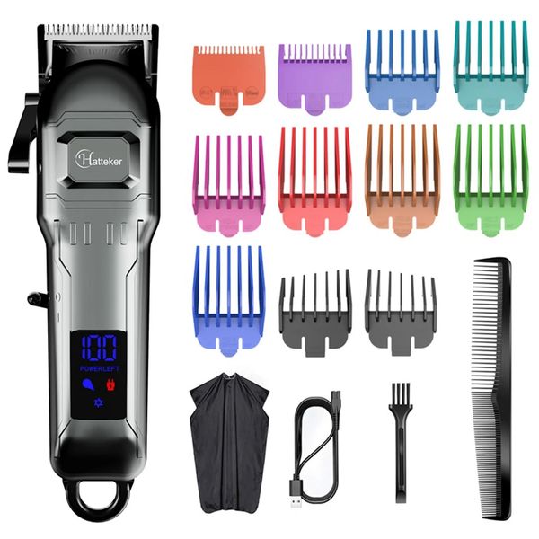 HATTEKER tondeuse à cheveux électrique professionnel hommes tondeuse à cheveux Baber USB sans fil Machine à cheveux coiffure Cape ensemble 240124
