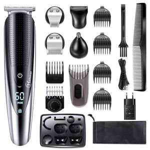 Hatteker Professional Hair Clipper voor Mannen Oplaadbare Elektrische Scheermes 5 in 1 Trimmer Haarsnijden Machine Beard Trimer 598 220216