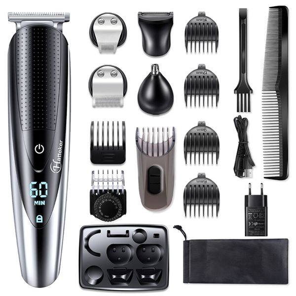 HATTEKER Tondeuse à cheveux professionnelle pour hommes Rasoir électrique rechargeable 5 en 1 Tondeuse machine à couper les cheveux barbe trimère 598 220712