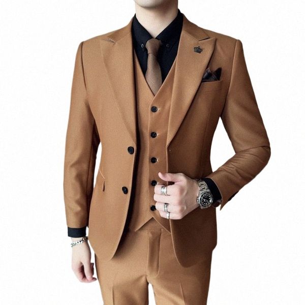 Haute Couture style coréen hommes Slim Busin costume formel mariage marié Dr hommes Cocktail Party 3 pièces Dr costume ensemble l4lk #