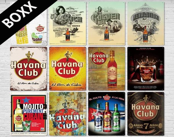 Havana Club Rum Vintage Metal Tin Signs Retro Beer Letters Plaque imprimé pour Bar Pub Club Man Cave Drink Wall Decor1224978