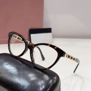Havana Gold Chain Cat Eye Eyeglasses Glasses Frame Women Eyewear Fashion Sunglasses Frames with Box
